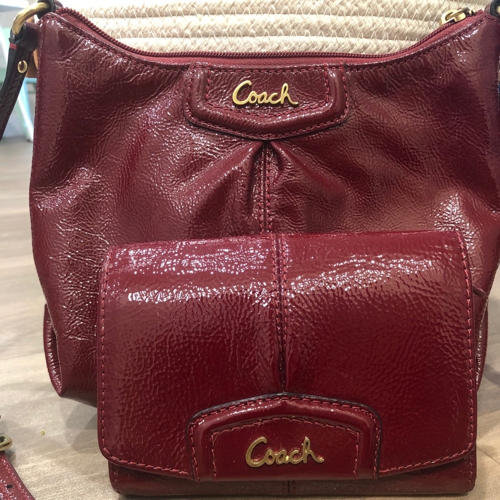 Coach crossbody bag and matching wallet.